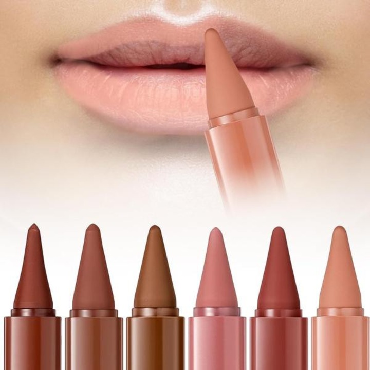Комплект от 6 броя червило, молив за устни и червило, дълготраен матов завършек, универсални нюанси за всеки повод, гладко нанасяне за дефинирани устни, основен грим за пътуване