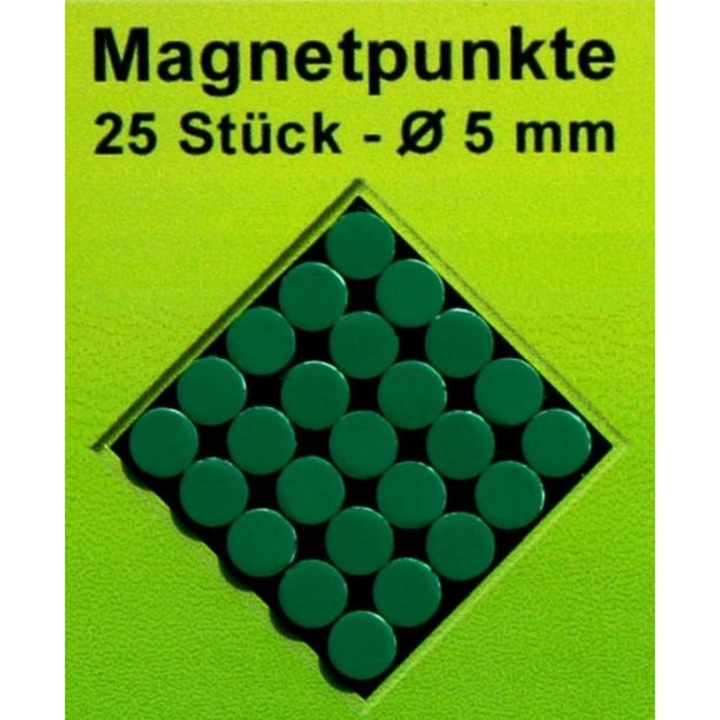 Set de 25 magneti verzi, diametru 5mm, pentru harti magnetice