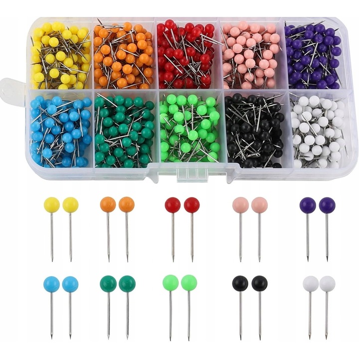 Set 1000 capse metalice colorate pentru birou, scoala, casa, cutie practica