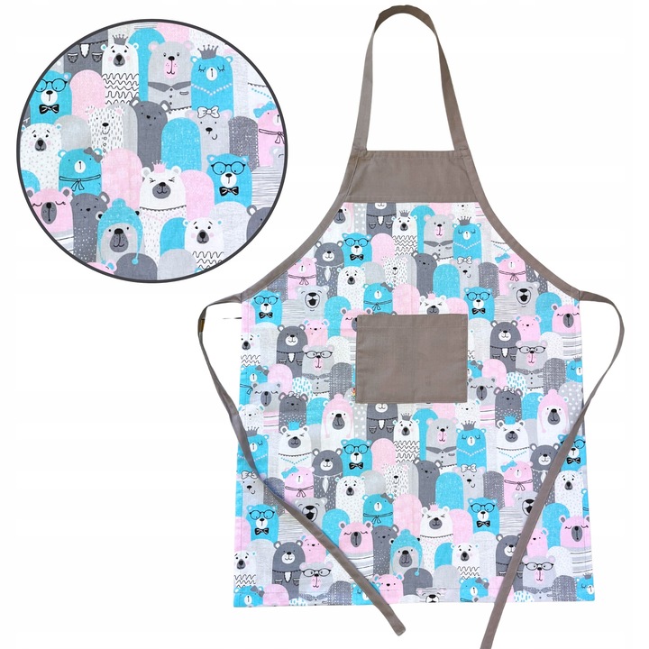 Sort de bucatarie copii, bumbac 100%, design vesel, 67x50cm