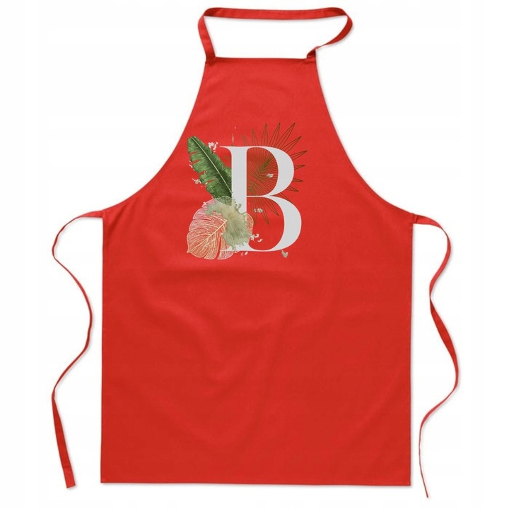 Sort de bucătărie roșu, personalizat cu litera B, bumbac, dimensiuni 90x65cm