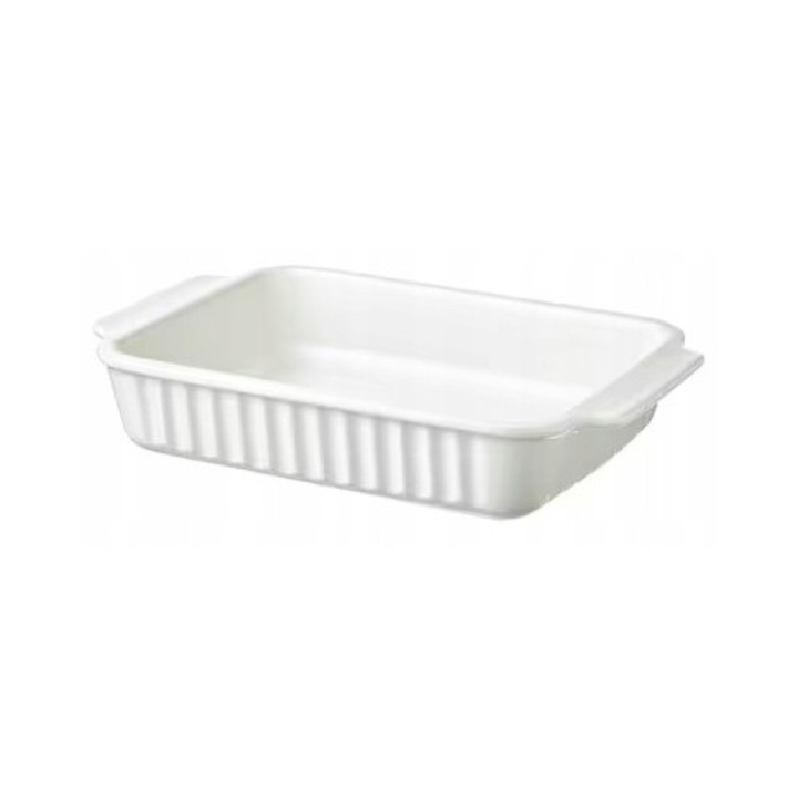 IKEA POETISK kerámia tepsi, 34x23x6.5cm, fehér, sütőbe