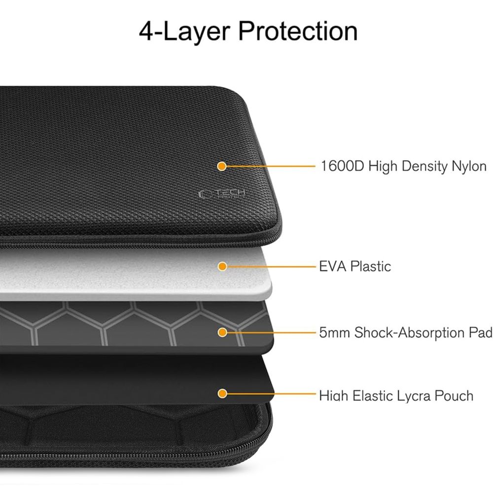Husa Tech-Protect Hardpouch compatibila cu laptop 16 inch, Negru
