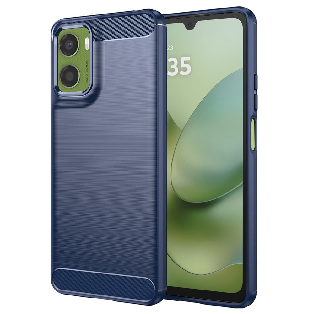 Husa pentru Motorola Moto G06 / Moto G06 Power, SKYDDAR INNOVATION, Carbon Silicone, din Silicon Slim, cu textura Fibra Carbon, set cu sticker, Albastru