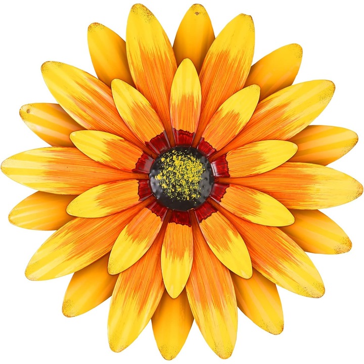 Decoratiune exterioara din metal, floare soare, 33cm, pentru gradina, living, bucatarie