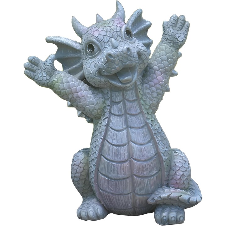 Statueta dragon din rasina, decorativa, detalii fine, pentru interior si exterior, multicolor, 20x15cm