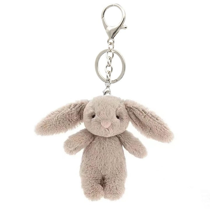 Plüss nyuszi hátizsákra, mini nyuszi kulcstartó 3,5 hüvelyk, fekete