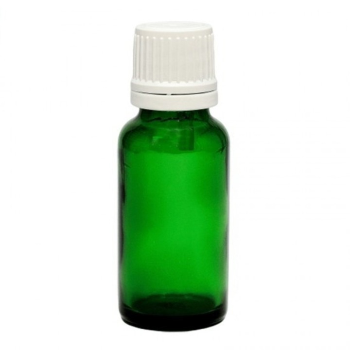 Sticla verde cu picurator, capac picurator alb, 20ml