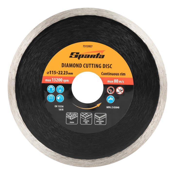 Диск Sparta, диамантен, за мокро рязане, 115 х 22, 2 мм, непрекъснат ръб