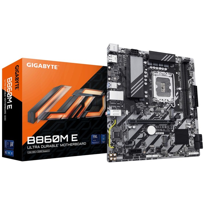 Дънна платка Gigabyte B860M E, LGA1851, 2xDDR5, 128GB, Micro-ATX