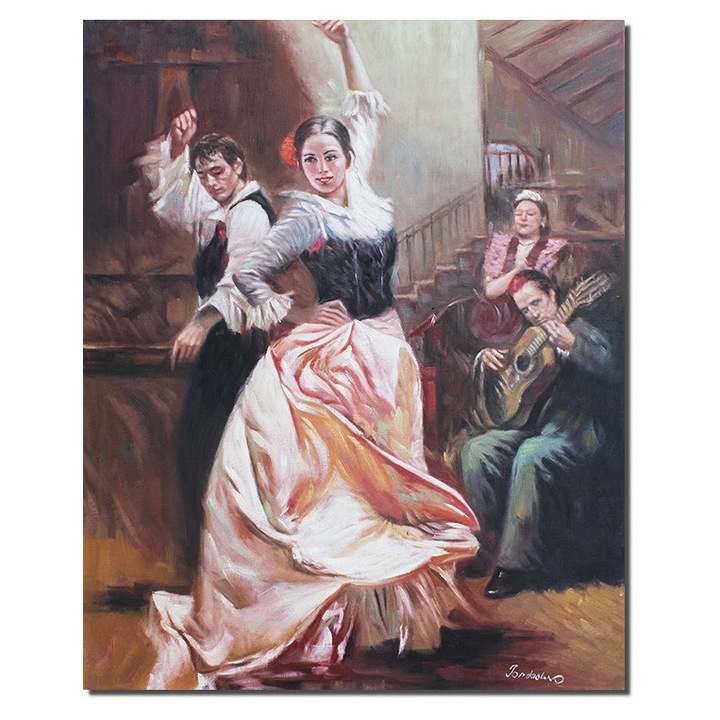 Tablou Flamenco de Andalucia pictat manual, 90x70cm ulei pe panza de in, Mircea Iordache