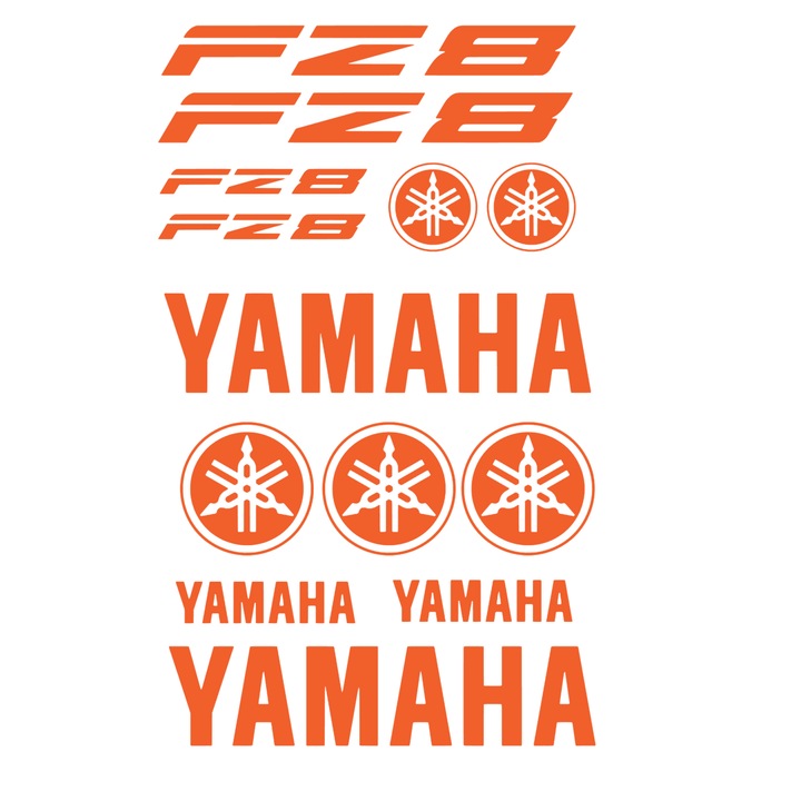 Set 13 stickere decorative Yamaha FZ8, portocaliu