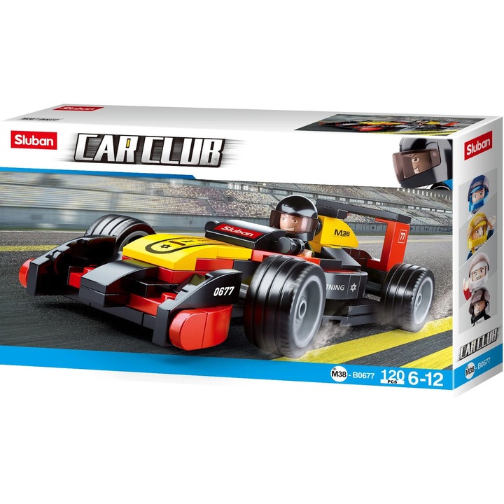 Építőkészletek, SLUBAN, F1-es versenyautó, 120 elem, 1 figura, többszínű