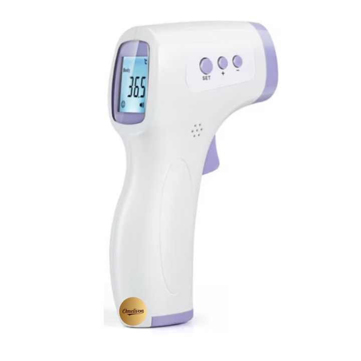 Termometru digital fara contact Omelivon multifunctional alb albastru 0-12 luni