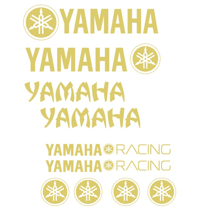 Set 10 stickere decorative Yamaha Racing, auriu