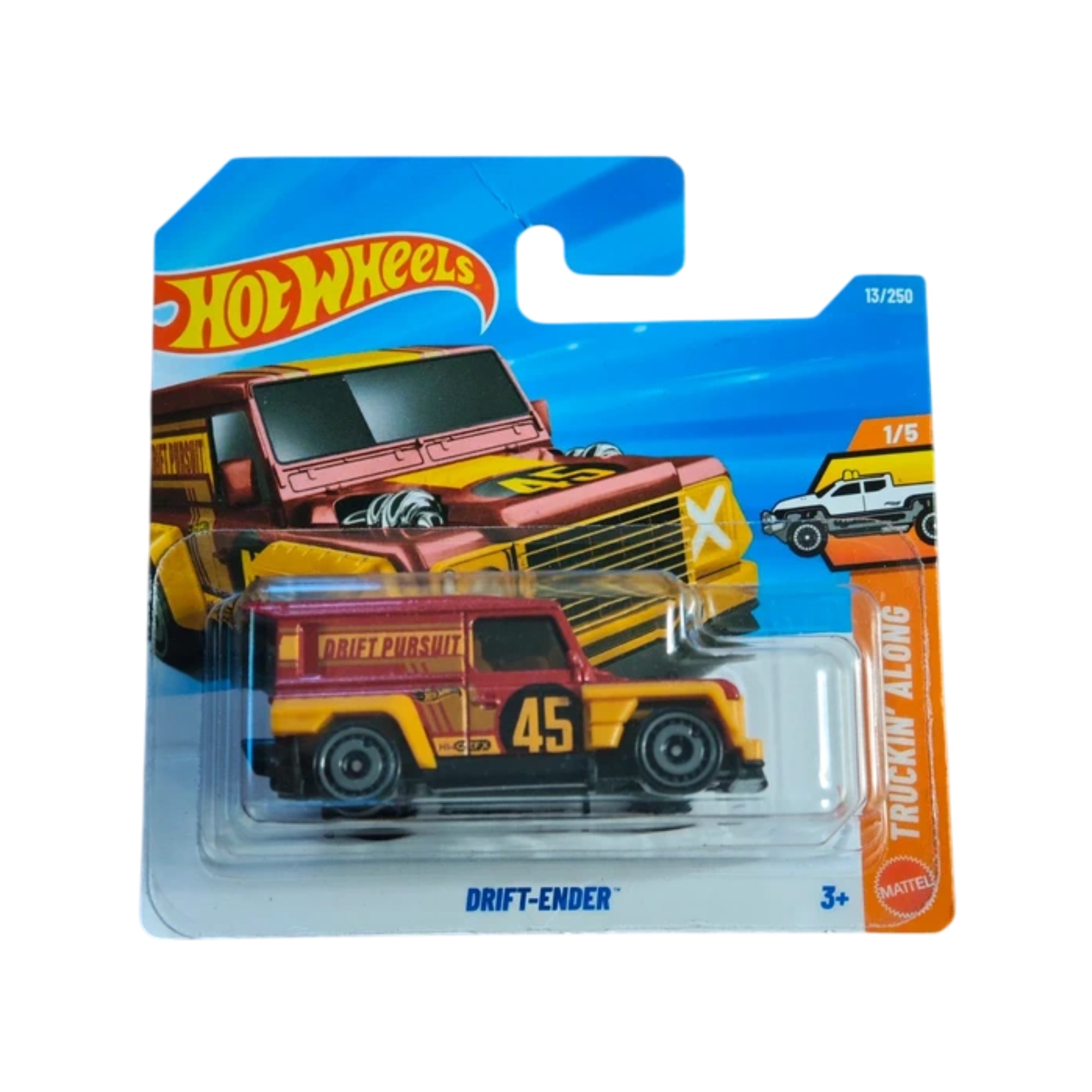 Masinuta Hot Wheels, Drift-Ender, rosu - galben, scara 1:64, model