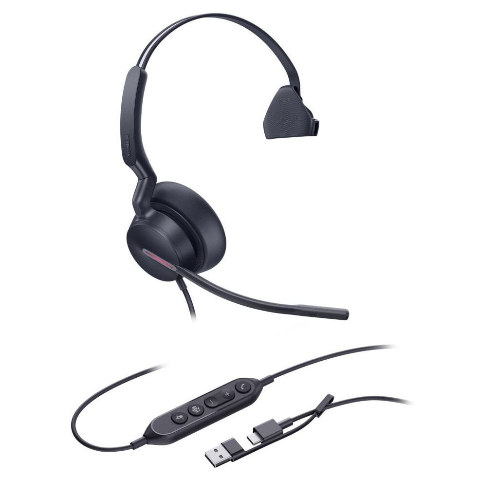 Casti cu fir Yealink UH46 Mono Teams, microfon, USB-C/A, negru
