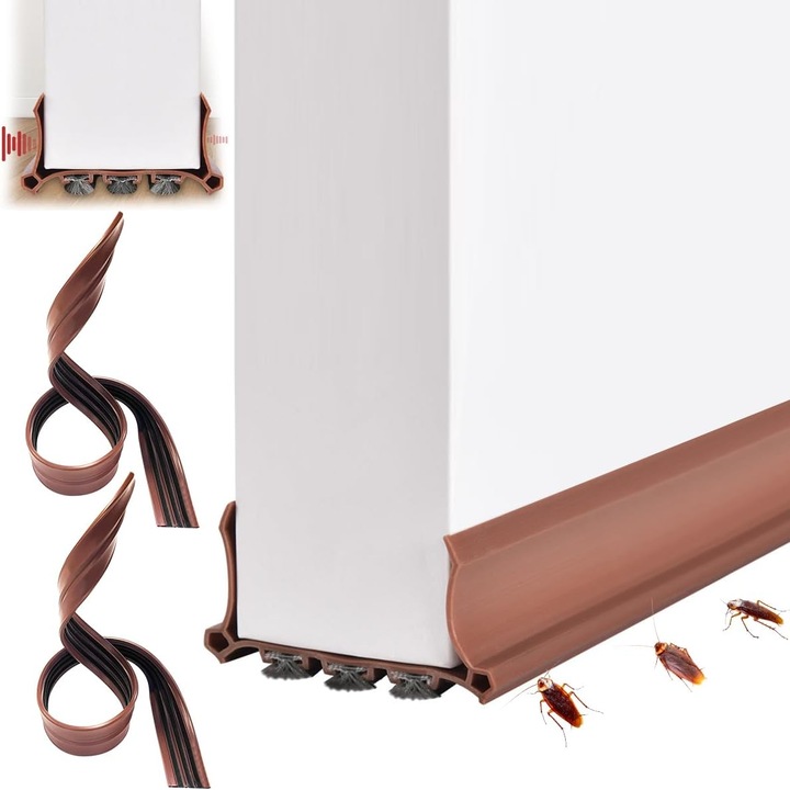 Opritor de curent sub ușa ALLFYL, set 2 buc, izolare fonică, protecție împotriva intemperiilor, maro, lungime 39"