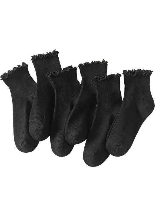 Sosete dama, Ronyes, set 6 perechi, scurte, negre, din bumbac
