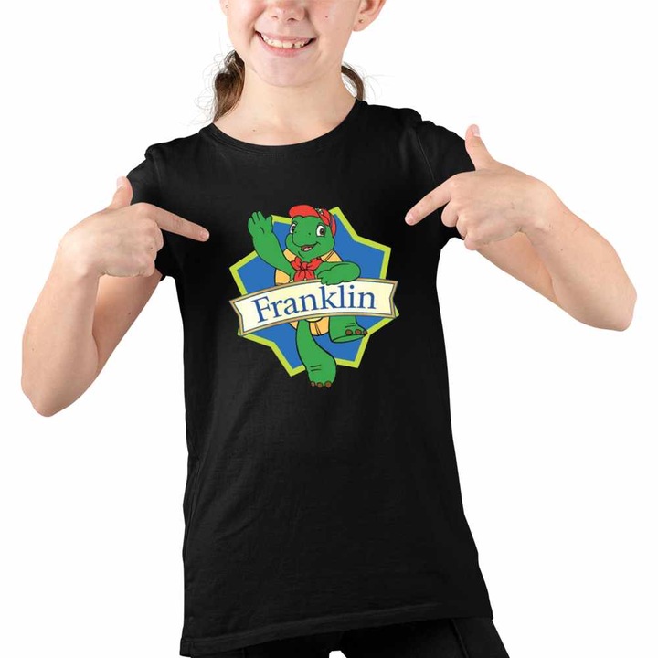 Tricou Copii Fete Franklin Logo, Fekete