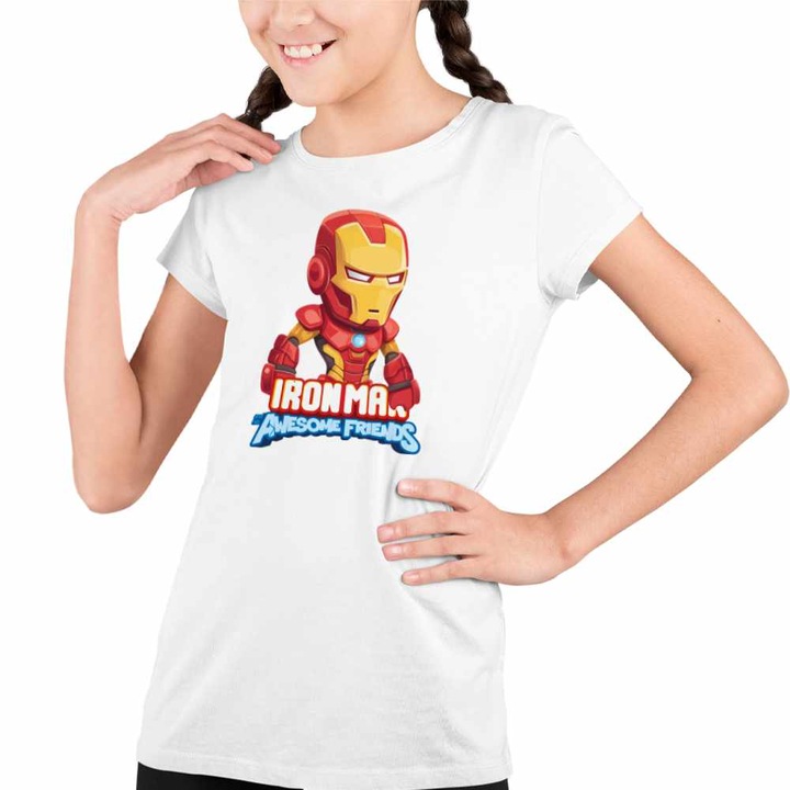 Tricou Copii Fete Iron Man Omul Fier Otel, Fehér
