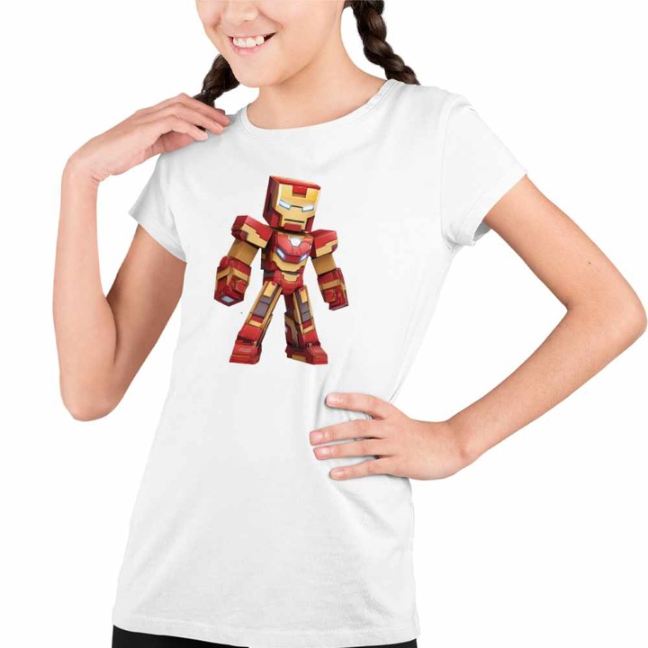 Tricou Copii Fete Iron Man Roblox, Fehér