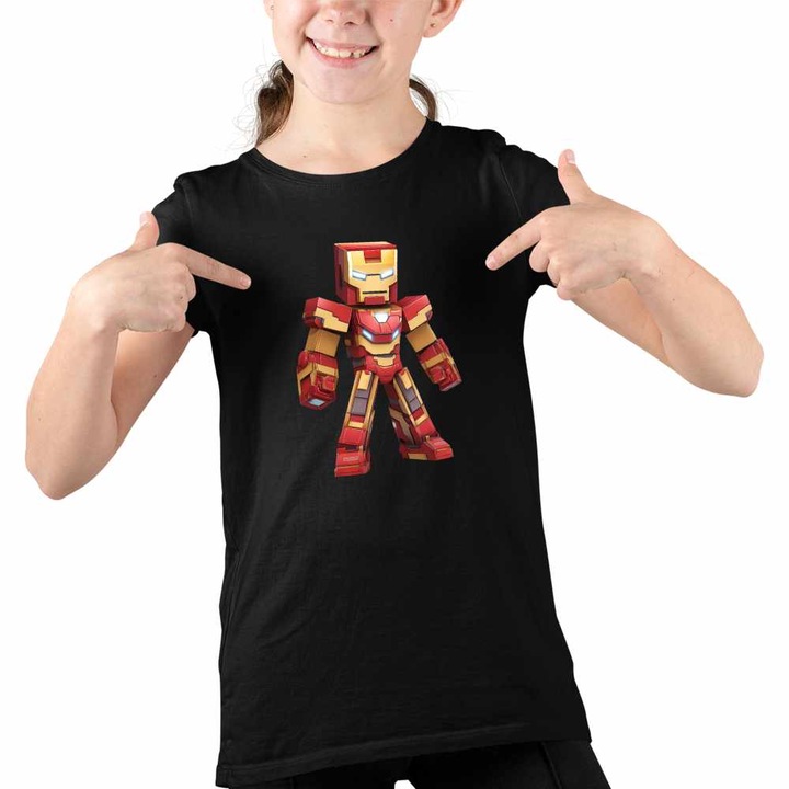 Tricou Copii Fete Iron Man Roblox, Fekete