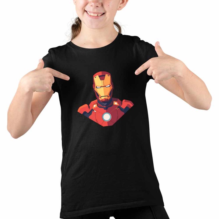 Tricou Copii Fete Marvel Omul de Fier Iron Man, Fekete
