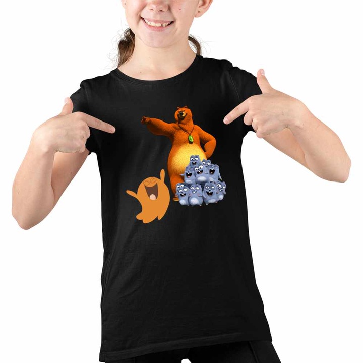 Tricou Copii Fete Lamput Grizzy Lemningii, Fekete