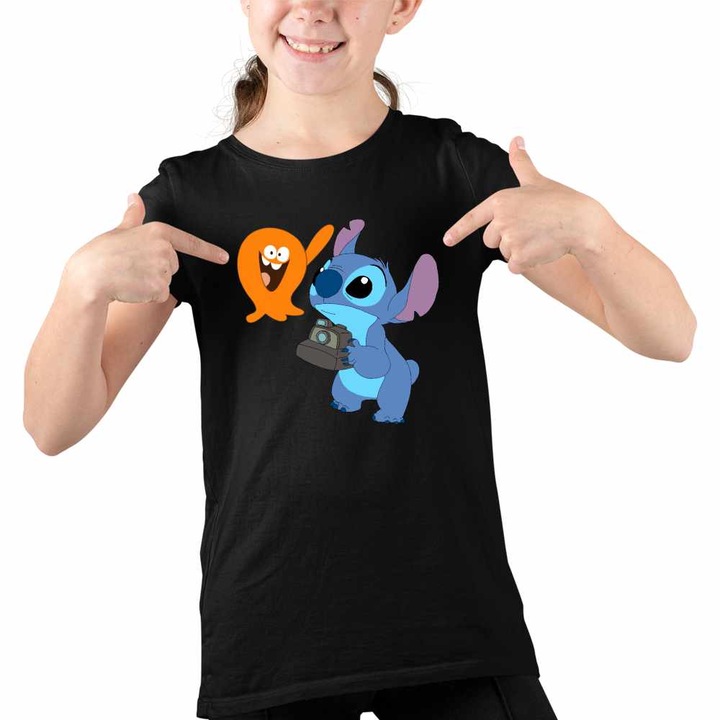 Tricou Copii Fete Lamput Stitch, Fekete