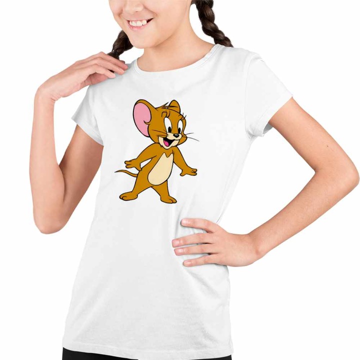 Tricou Copii Fete Tom si Jerry Desene Animate, Fehér
