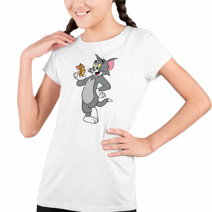 Tricou Copii Fete Desene Copilarie Tom si Jerry, Fehér