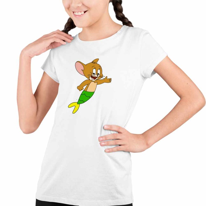 Tricou Copii Fete Tom si Jerry Sirena, Fehér