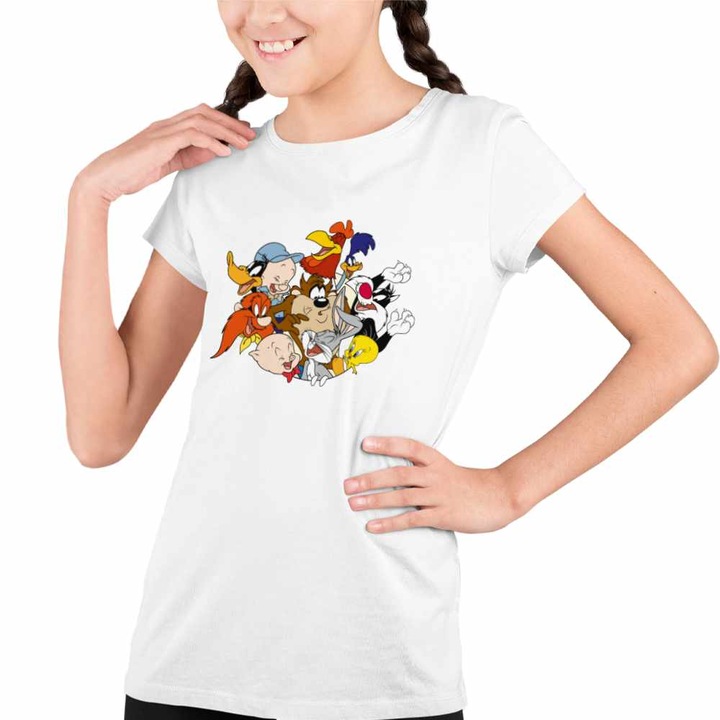 Tricou Copii Fete Bugs Bunny Looney Tunes Prieteni, Fehér