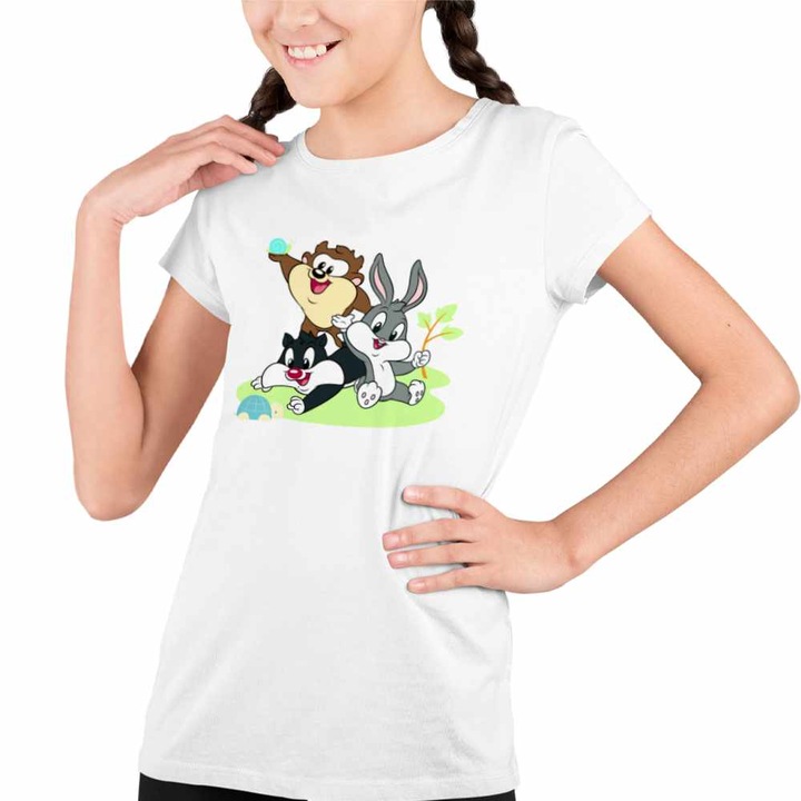Tricou Copii Fete Bugs Bunny Diavol Tasmanian Daffy Duck Bebelusi Taz, Fehér