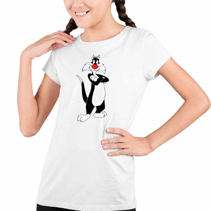 Tricou Copii Fete Tweety Motanul Sylvester, Fehér