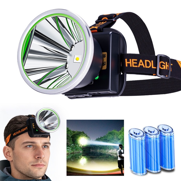 Lanterna frontala Septpenta, farul reincarcabil LED, iluminatul puternic, farul impermeabil, usor si portabil pentru activitati in aer liber precum sport, camping si drumetii