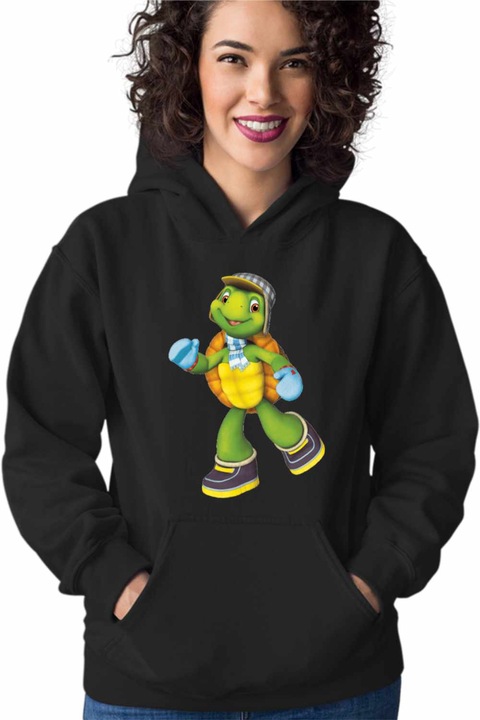 Hanorac Femei Franklin Testoasa Danseaza, Negru