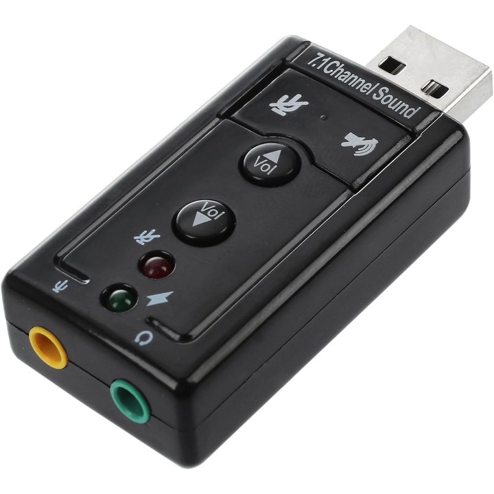 Външна звукова карта с независими бутони, 7.1, USB
