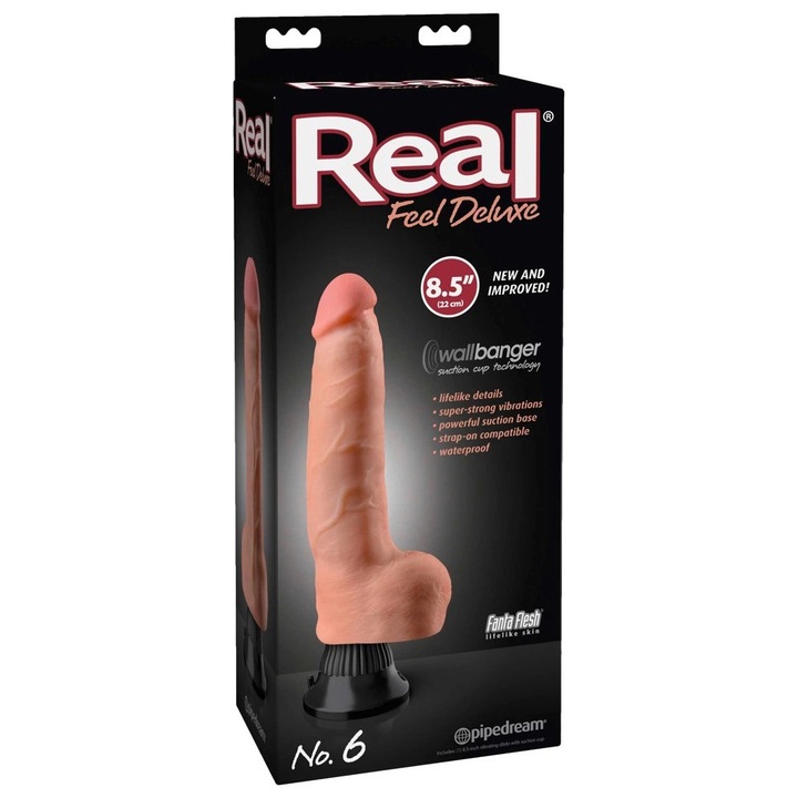 Естествен вибратор Real Feel Deluxe, 22 см, 7,4 см, водоустойчив, със смукателна основа
