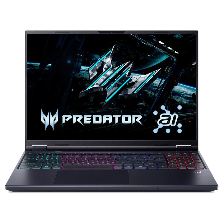Лаптоп Acer Predator Helios Neo 16 AI PHN16-73-9031, NH.QX5EX.00A.8GB.500SSD, 16", Intel Core Ultra 9 275HX (24-ядрен), NVIDIA GeForce RTX 5070 (8GB GDDR7), 8 GB 5600MHz DDR5, Черен