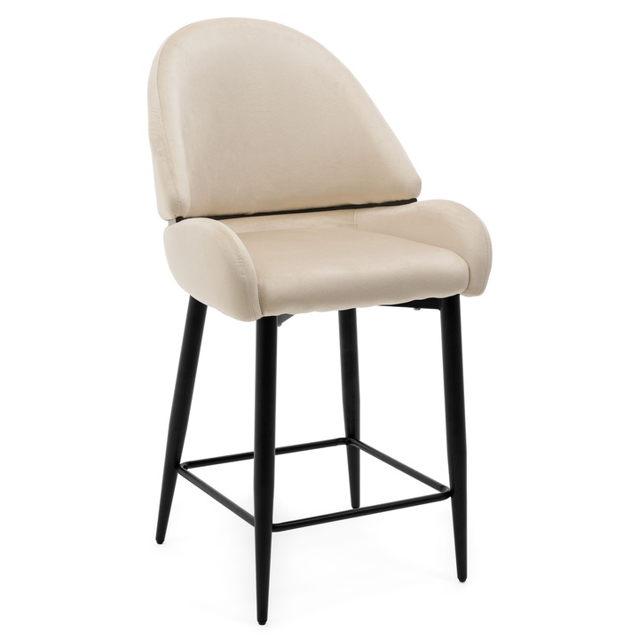 Тапициран бар стол BERGAMO, черен металик, HLR материал, 66 см височина на седалката, 101 см обща височина