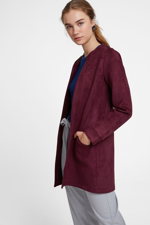 OXXO, Jacheta cu buzunare laterale, fara inchidere, Rosu inchis