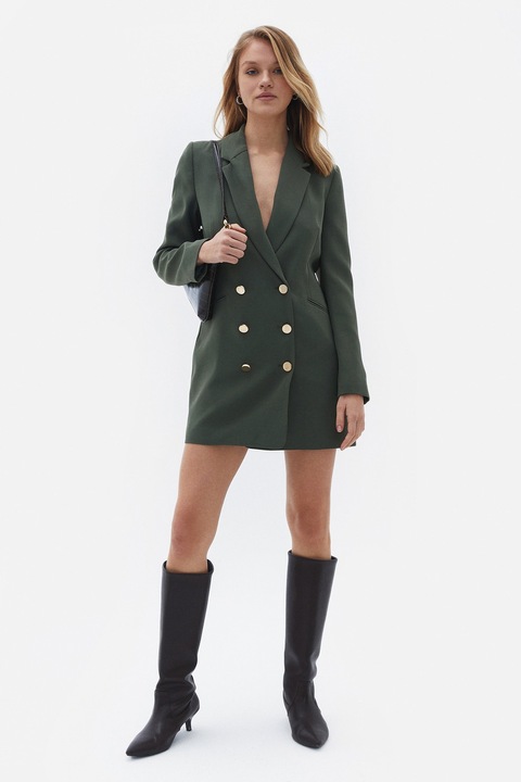 OXXO, Rochie-sacou cu doua randuri de nasturi, Verde englez, S