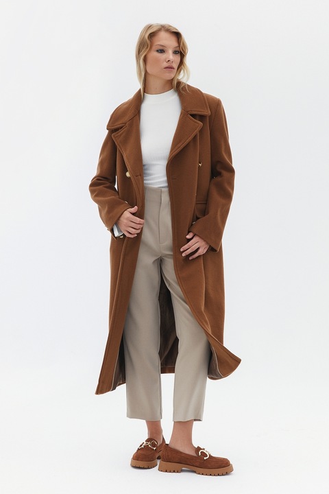 OXXO, Palton din amestec de lana si casmir, Caramel, S