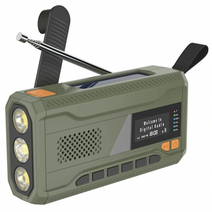 Lanterna radio DAB FM solara, acumulator extern 4500 mAh, verde