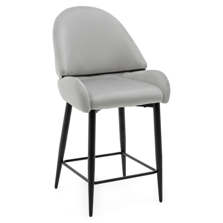 Тапициран стол BERGAMO, светлосив, 101x56x61см, метална рамка, пяна