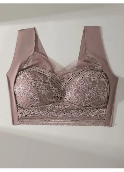 Sutien push-up elegant cu dantela, Maro, Maro, 80B