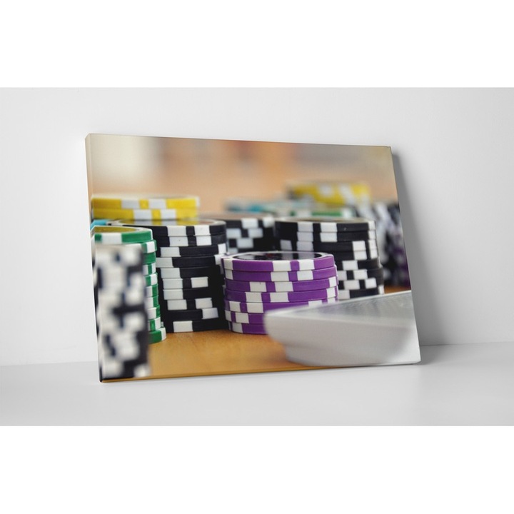Jetoane poker - Tablou Canvas - 90x120 cm