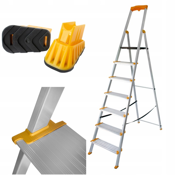 Drabest MAX alumínium létra, 7 fokos, polcos, 150 kg, 3,47 m